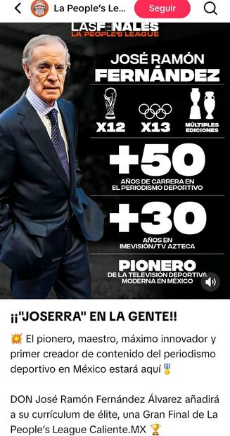 FOTO: José Ramón Fernández regresa a las pantallas de TV Azteca