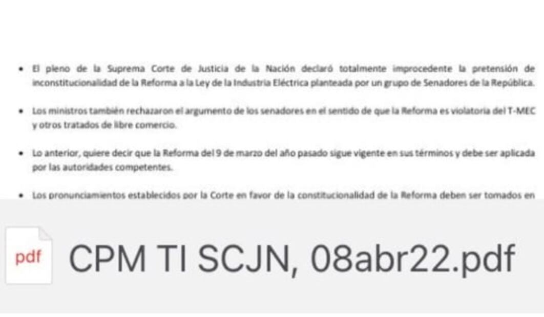 Tras resolución de la Corte sobre Ley Eléctrica, se revisarán y revocarán permisos y contratos: gobierno federal