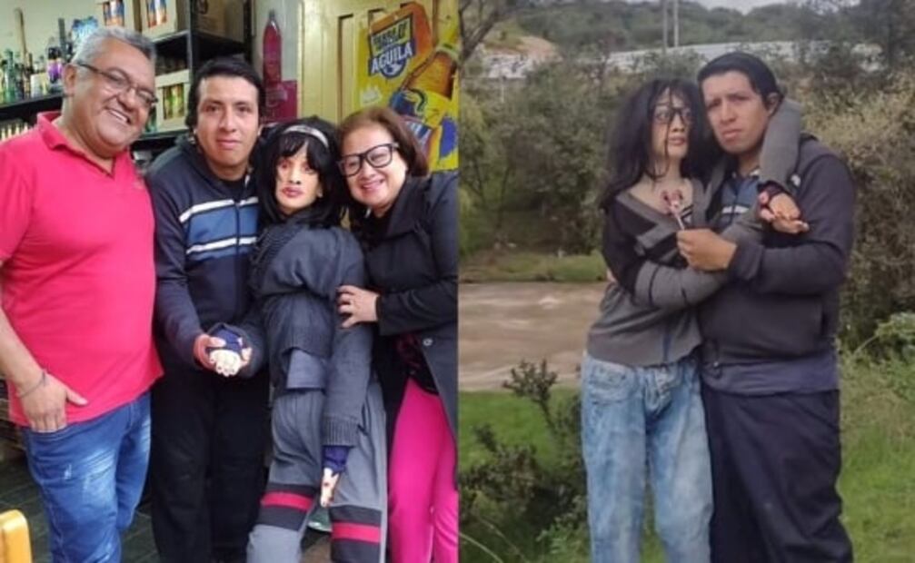 Hombre rompe el TikTok por hacerse una esposa e hijos de trapo