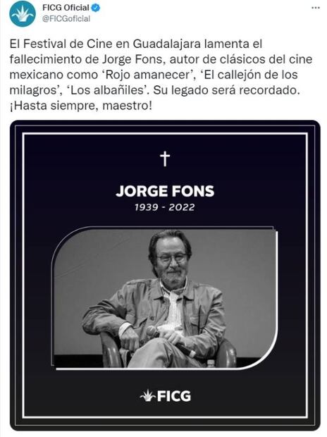 Adiós a Jorge Fons, comunidad artística despide al director mexicano