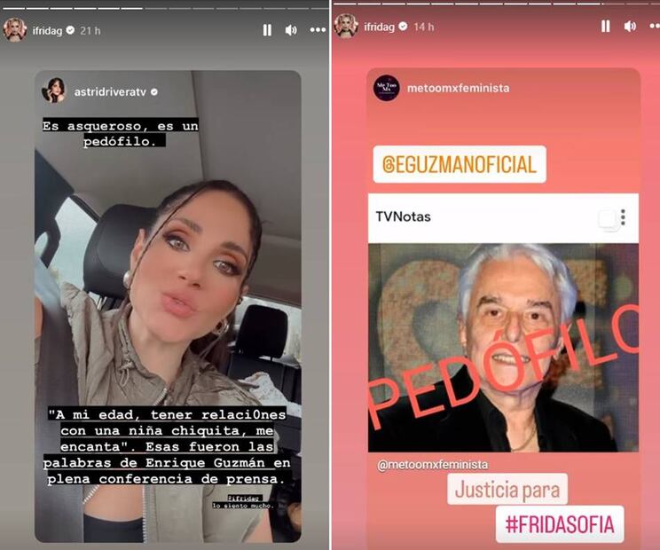 Con publicaciones en sus redes, Frida Sofía reitera que su abuelo es un pedófilo.
