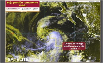 "Fabio" se debilita y se convierte en baja presión remanente; se ubica a más de mil kilómetros de Cabo San Lucas, BCS