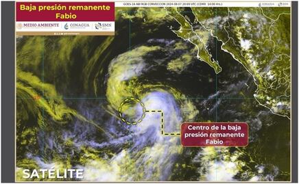 "Fabio" se debilita y se convierte en baja presión remanente; se ubica a más de mil kilómetros de Cabo San Lucas, BCS