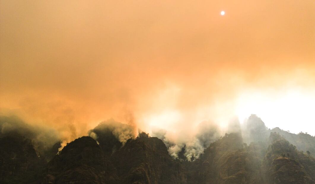 Con un despliegue de 285 brigadistas de los tres niveles de gobierno iniciaron las labores de combate al incendio forestal en Tepoztlán, el sábado 12 de abril de 2025. Foto: cortesía Desarrollo Sustentable Morelos