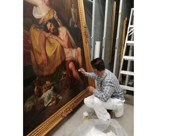 ¿Accidente o descuido? Cinco obras de arte del Munal sufren salpicaduras de cemento