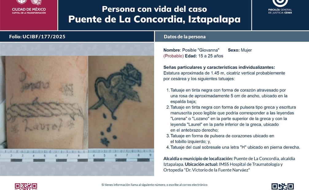 La primera víctima posiblemente tiene de entre 15 y 25 años de edad, se cree puede responder al nombre de  “Giovana”
Foto: Especial.