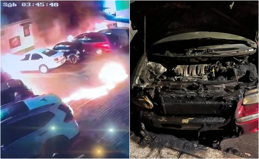 Incendio de autos en Morelia. Foto: Especial