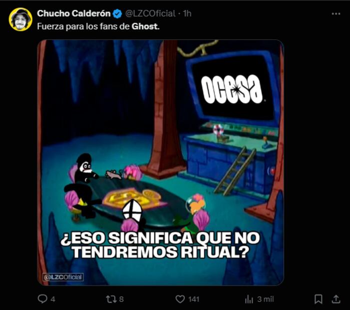 Los mejores memes que dejó la cancelación del concierto de Ghost. Foto: Rede Sociales