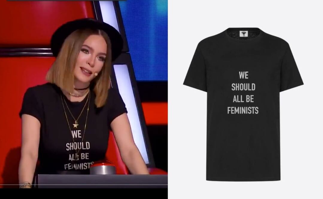 Belinda uso la moda para dar un mensaje en cadena nacional Foto: Twitter @lavozazteca, dior.com
