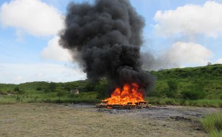 Ejército incinera 600 kilos de narcóticos en Reynosa, Tamaulipas