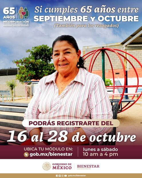 Pensión Bienestar registro de octubre