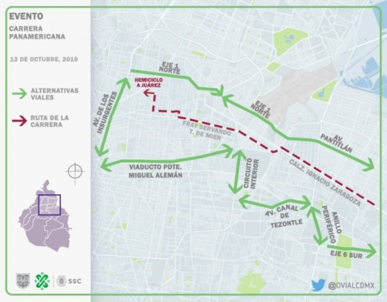 Alistan operativo por Carrera Panamericana en CDMX; dan opciones viales