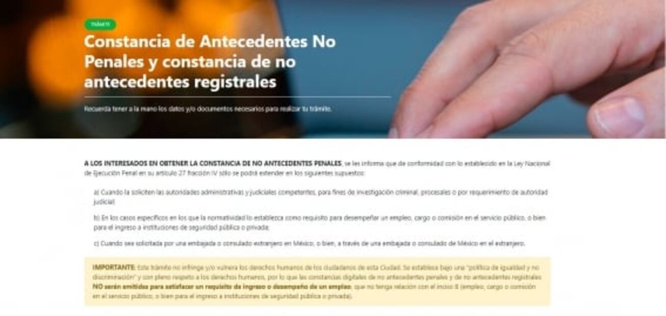 Así puedes tramitar en línea tu constancia de no antecedentes penales en la CDMX