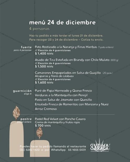 Directorio de restaurantes en CDMX con menús navideños con entrega a domicilio