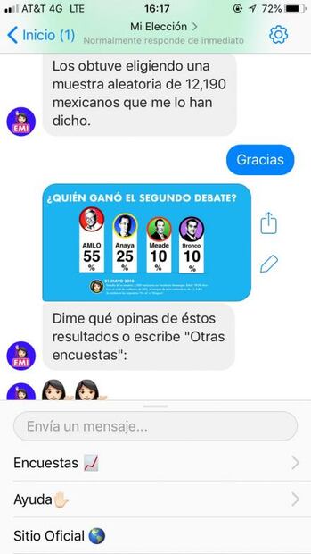 ¿Quieres saber algo de las elecciones? Pregúntale en chatbot a EMI