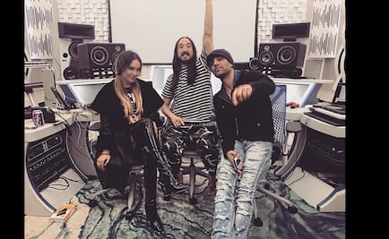 Belinda trabaja en sesión de música con Steve Aoki