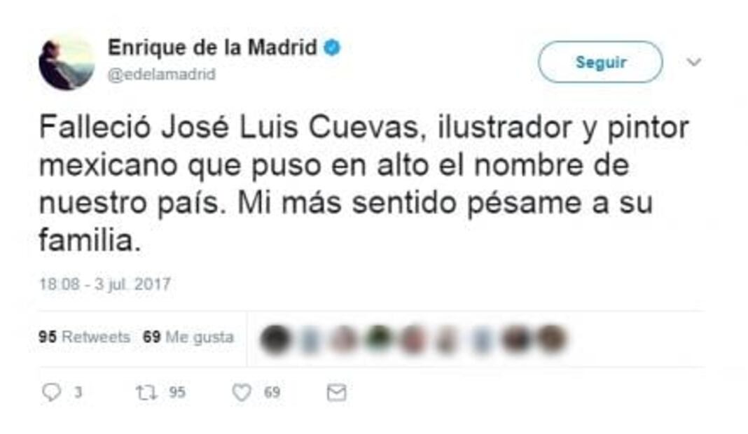 Políticos e intelectuales lamentan muerte de José Luis Cuevas