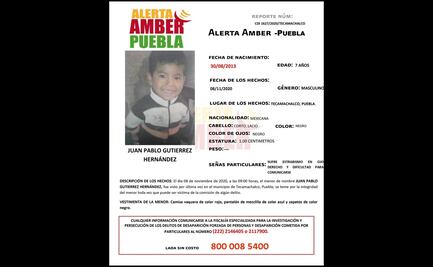 Localizan muerto a niño de 7 años reportado como desaparecido en Puebla