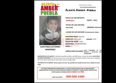 Localizan muerto a niño de 7 años reportado como desaparecido en Puebla