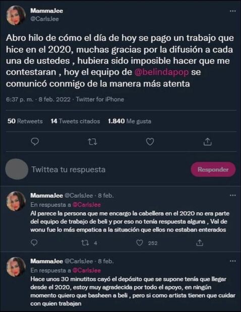Polémica por una peluca que Belinda usó y no quería pagar 
