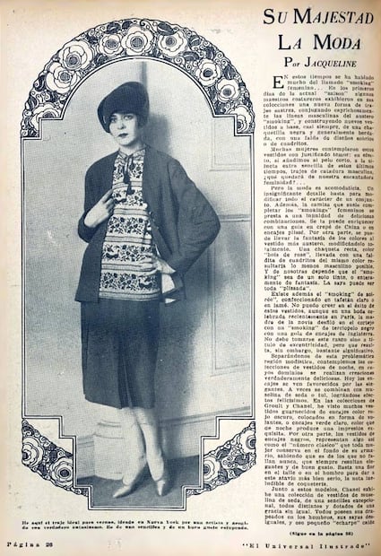 No está de más recordar que la ropa de diseñador no es sinónimo de alta costura: desde los años 20, los conjuntos de Chanel innovaron por su apuesta a la practicidad. Hemeroteca EL UNIVERSAL.