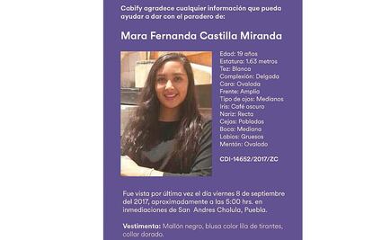 Mara desapareció tras viajar en Cabify