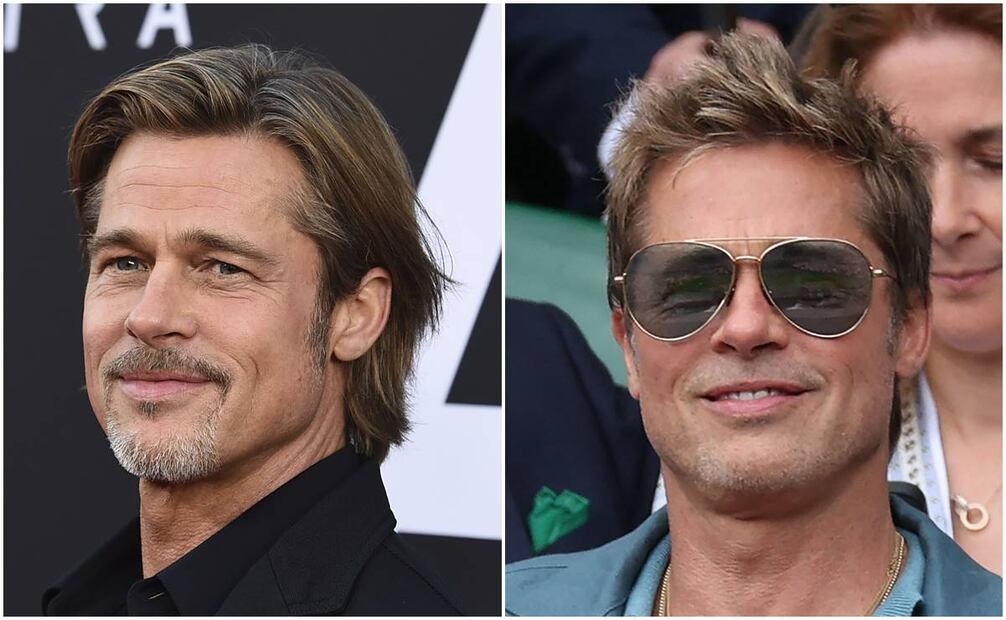 Brad Pitt en 2019 y en 2023 respectivamente. Foto: AP/AFP