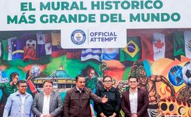 GAM busca romper récord con mural mundialista; en la pintura aparecen símbolos nacionales y escenarios emblemáticos de la CDMX