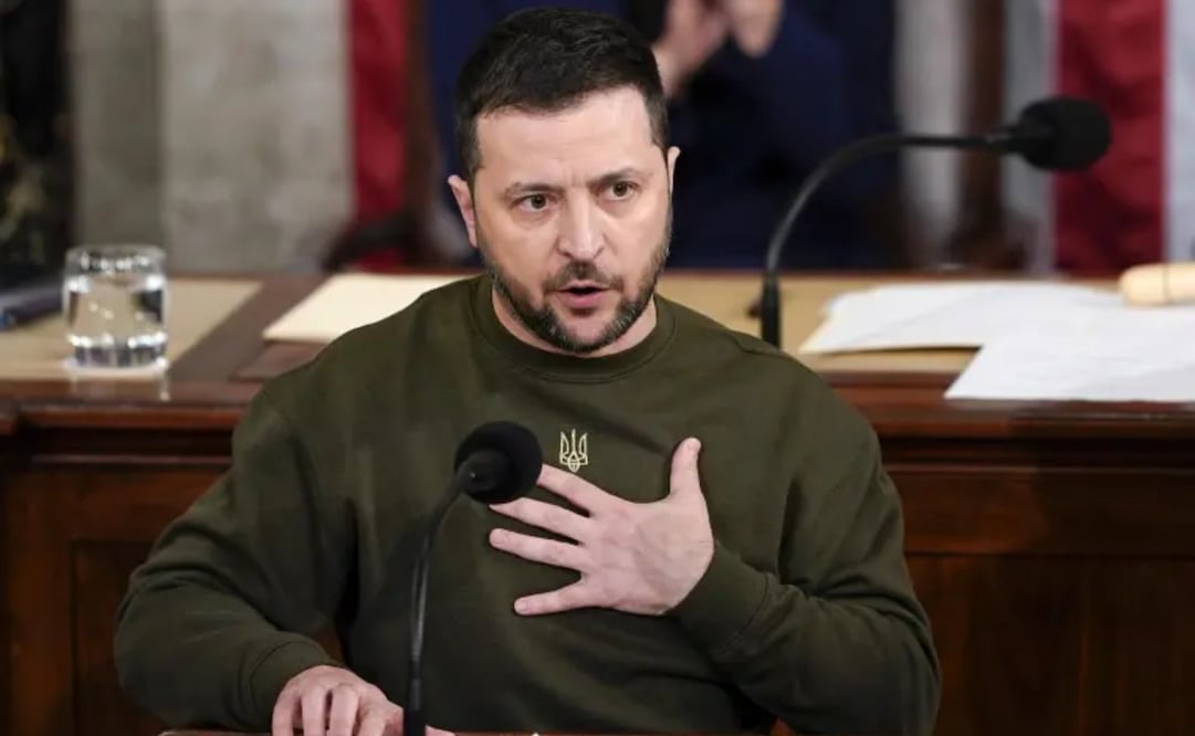 El presidente ucraniano, Volodímir Zelensky, en una reunión conjunta del Congreso en el Capitolio en Washington, el miércoles 21 de diciembre del 2022. Foto: AP