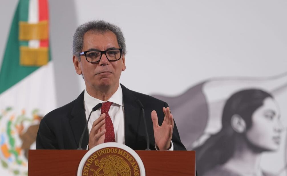 Édgar Amador Zamora, secretario de Hacienda y Crédito Público, en la conferencia matutina de Claudia Sheinbaum. Fotos: Gabriel Pano / EL UNIVERSAL