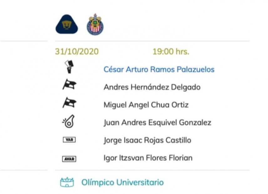 Quitan castigo a árbitro de la Liga MX, pitará el Pumas vs Chivas