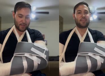 Vocalista de Calibre 50 sufrió un accidente; reaparece con los brazos inmovilizados