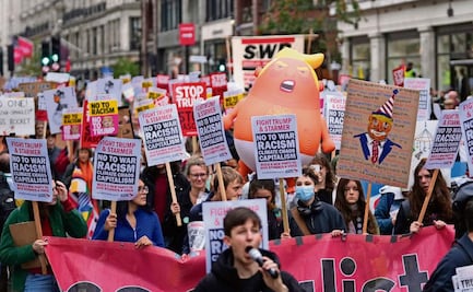 Reciben a Trump entre protestas y gala en RU 