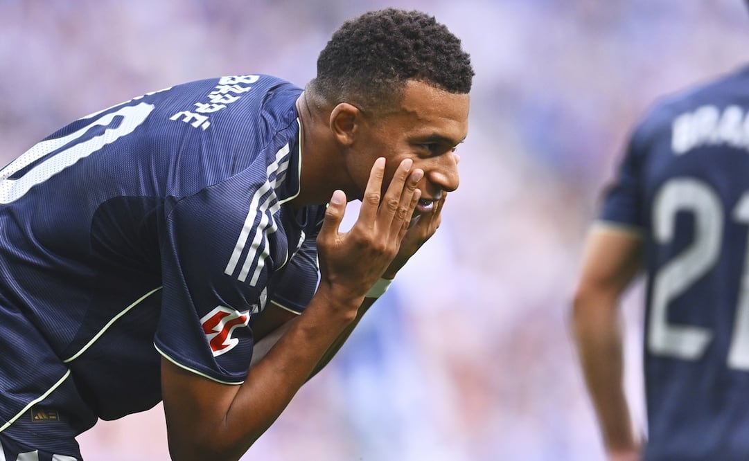 Kylian Mbappé en festejo de gol, durante el partido entre Real Madrid y Real Sociedad de LaLiga - Foto: AP