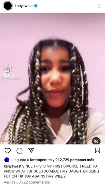 Kanye West y Kim Kardashian discuten en redes: su hija de 8 años ya tiene TikTok