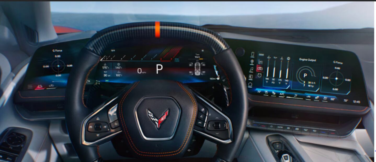 El Corvette 2026 contará con tres pantallas para óptimizar la experiencia del conductor. Foto; Chevrolet.