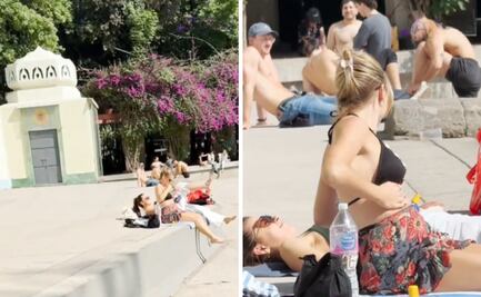 Extranjeros se broncean en Parque México de CDMX y causa polemica en redes; “no es la playa”