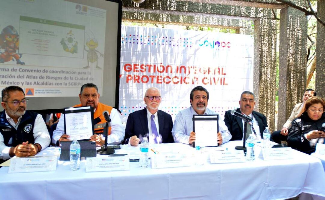 Alcaldía Coyoacán firma convenio para integración del Atlas de Riesgo de la CDMX (27/05/2025). Foto: Especial