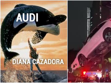 ¡Y se marchó! Audi choca contra la Diana Cazadora y desata ola de memes