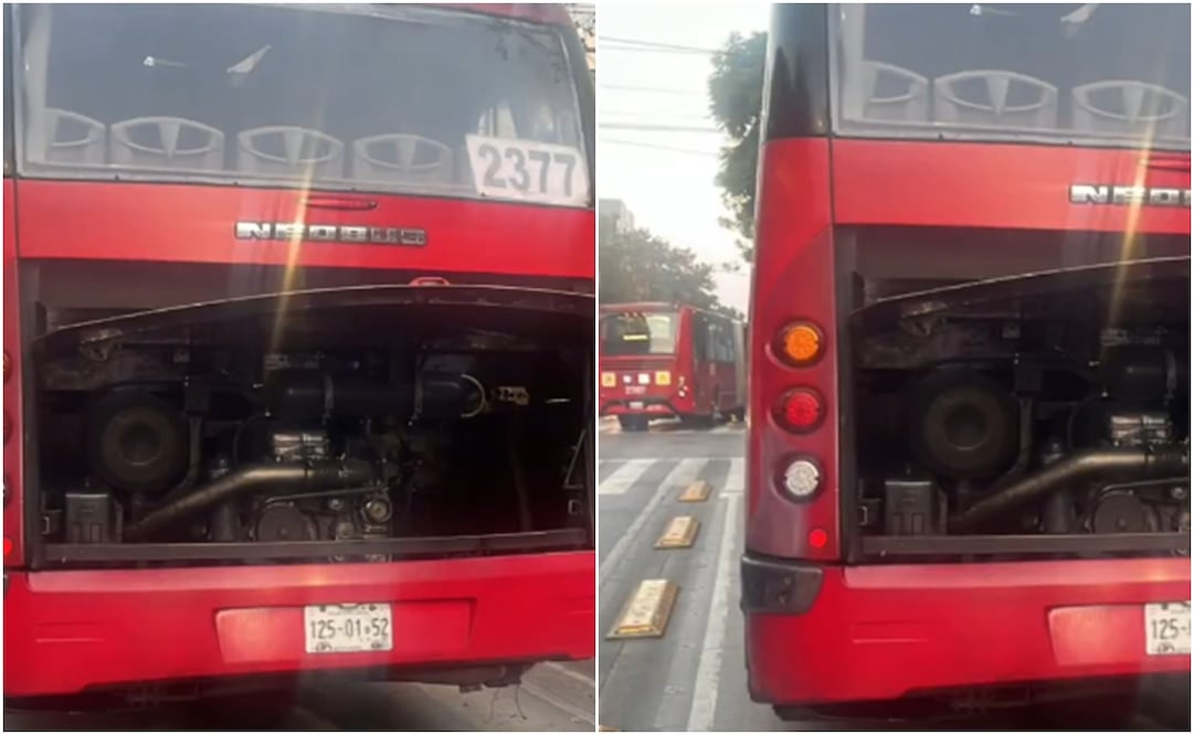 Incendio en motor de una unidad del Metrobús. Foto: Especial