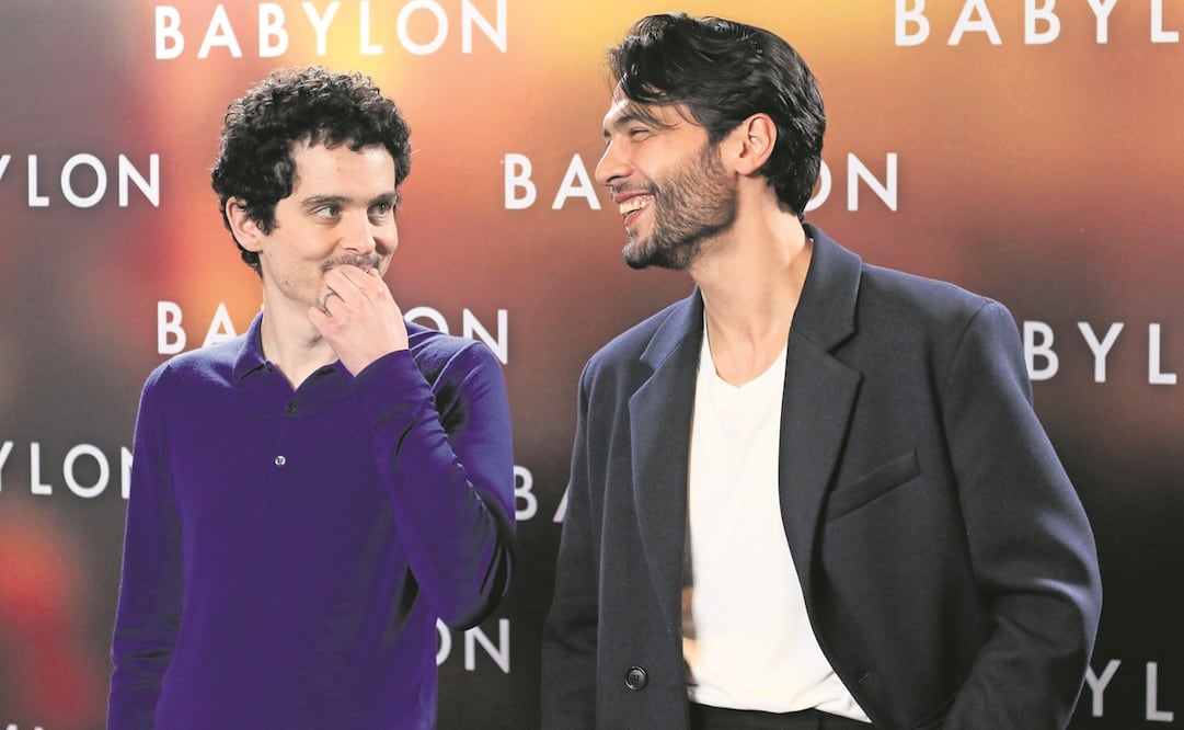 Damien Chazelle y Diego Calva estuvieron ayer en México para promover la película Babylon, por la que el mexicano está nominado a los premios Globos de Oro como Mejor actor de película musical o comedia. Foto: Carlos Mejía / EL UNIVERSAL