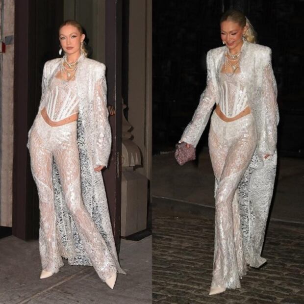 Gigi Hadid celebró su cumpleaños con look de corset y transparencias