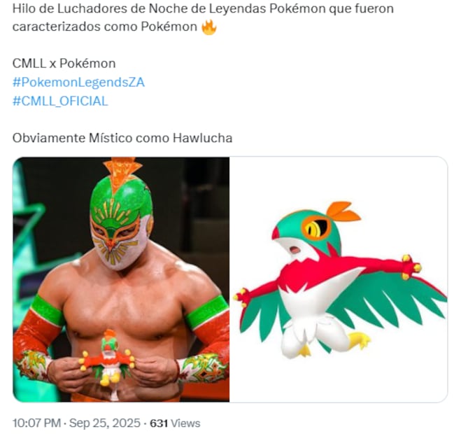 Leyendas Pokémon Z-A x CMLL: Los mejores looks que dejó el evento de lucha libre inspirados en el videojuego. Fuente: X