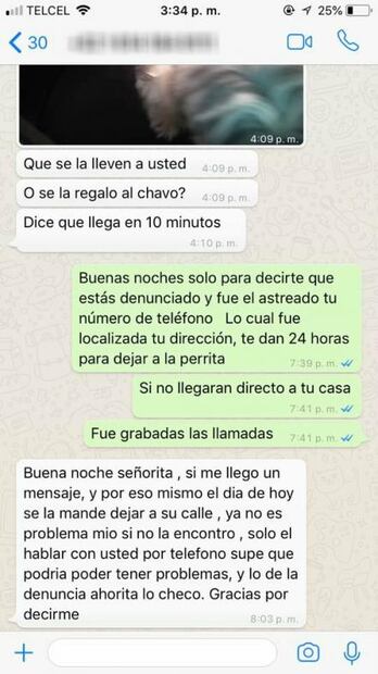 "Quiero 3 mil pesos por dejar libre a tu perrita"