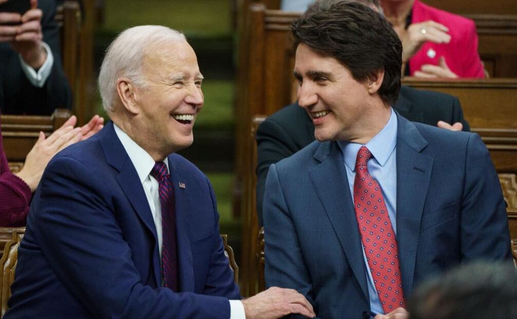 El expresidente de Estados Unidos (EU), Joe Biden, y el exprimer ministro de Canadá, Justin Trudeau. Foto: Facebook @JustinPJTrudeau