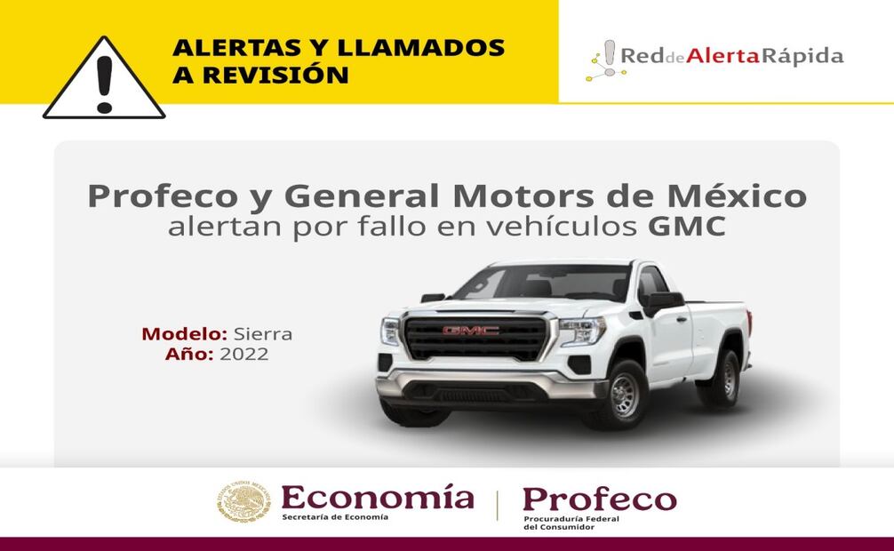 El llamado abarca 932 unidades del modelo Sierra año 2022. Foto: Profeco