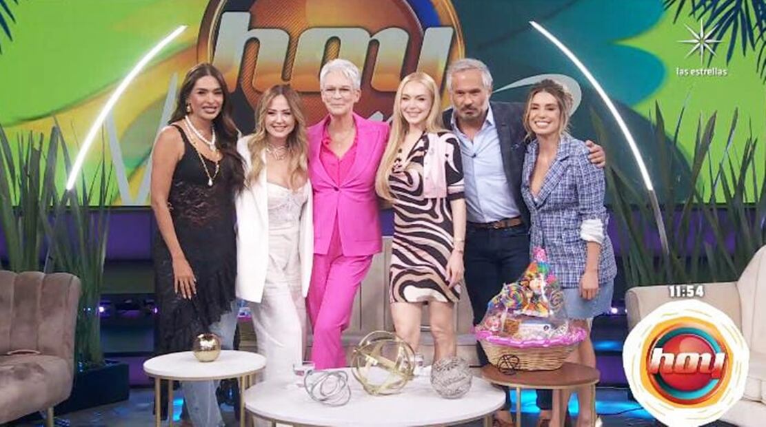 Conductoras de "Hoy, y Arath de la Torre, entrevistan a Lindsay Lohan y Jamie Lee Curtis.
Foto: VIX