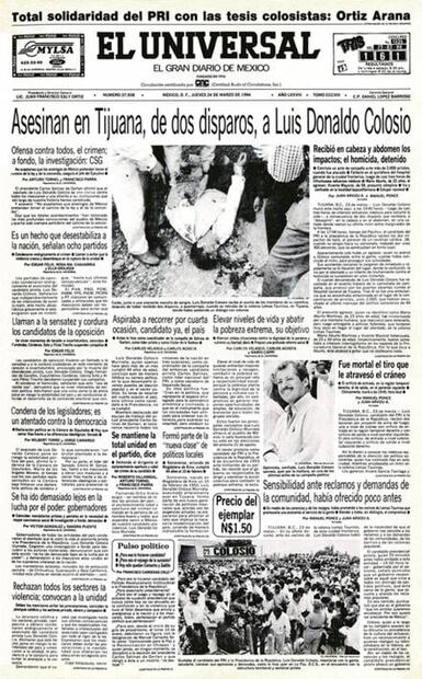 Así cubrió EL UNIVERSAL el asesinato de Luis Donaldo Colosio