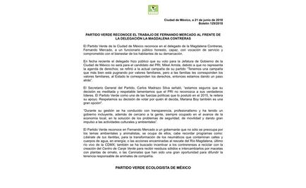 Partido Verde capitalino avala y respeta que Fernando Mercado vote por Sheinbaum 