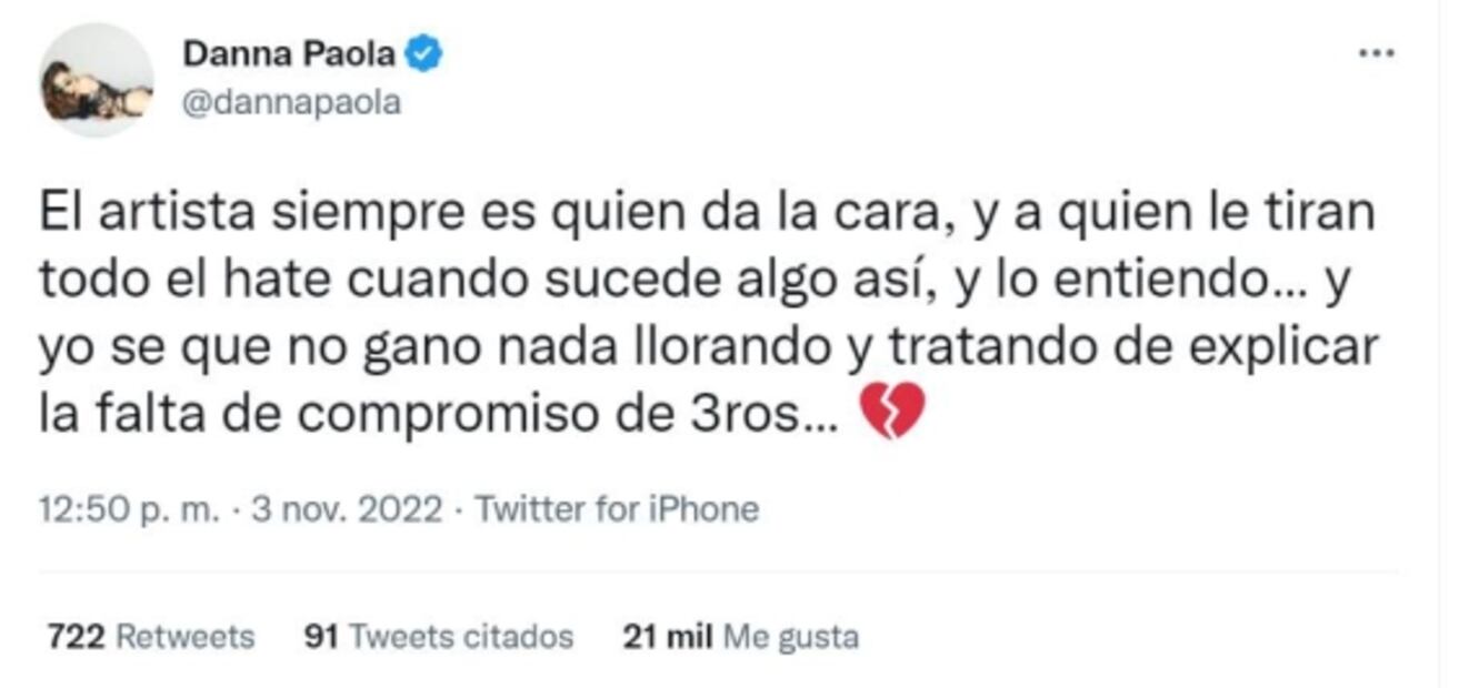 Entre lágrimas, Danna Paola explica por qué pospone su gira XT4S1S